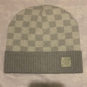 Louis Vuitton Gray Checkered Beanie